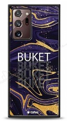 Dafoni Glossy Samsung Galaxy Note 20 Ultra Kişiye Özel Simli Mor Mermer Kılıf - Dafoni