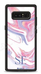 Dafoni Glossy Samsung Galaxy Note 8 Kişiye Özel Çift Harf Simli Pembe Mermer Kılıf - Dafoni