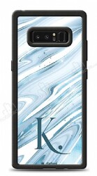 Dafoni Glossy Samsung Galaxy Note 8 Kişiye Özel Harf Simli Mavi Mermer Kılıf - Dafoni