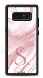 Dafoni Glossy Samsung Galaxy Note 8 Kişiye Özel Harf Simli Pembe Mermer Kılıf - Dafoni