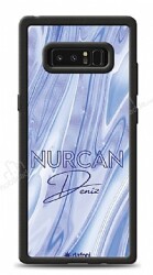 Dafoni Glossy Samsung Galaxy Note 8 Kişiye Özel Simli Cornflower Mermer Kılıf - Dafoni