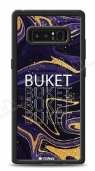 Dafoni Glossy Samsung Galaxy Note 8 Kişiye Özel Simli Mor Mermer Kılıf - Dafoni