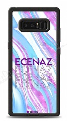 Dafoni Glossy Samsung Galaxy Note 8 Kişiye Özel Simli Rainbow Mermer Kılıf - Dafoni