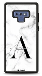 Dafoni Glossy Samsung Galaxy Note 9 Kişiye Özel Harf İsimli White Marble Kılıf - Dafoni
