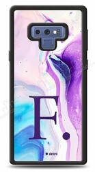 Dafoni Glossy Samsung Galaxy Note 9 Kişiye Özel Harf Simli Pembe Mermer Desenli Kılıf - Dafoni