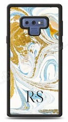 Dafoni Glossy Samsung Galaxy Note 9 Kişiye Özel Harfli Simli Gold Mermer Kılıf - Dafoni