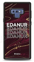 Dafoni Glossy Samsung Galaxy Note 9 Kişiye Özel İsimli Simli Bordo Mermer Desenli Kılıf - Dafoni
