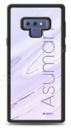 Dafoni Glossy Samsung Galaxy Note 9 Kişiye Özel İsimli Simli Mor Mermer Kılıf - Dafoni