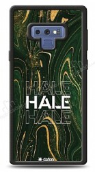 Dafoni Glossy Samsung Galaxy Note 9 Kişiye Özel Simli Yeşil Mermer Kılıf - Dafoni