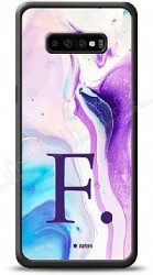 Dafoni Glossy Samsung Galaxy S10 Kişiye Özel Harf Simli Pembe Mermer Desenli Kılıf - Dafoni