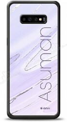 Dafoni Glossy Samsung Galaxy S10 Kişiye Özel İsimli Simli Mor Mermer Kılıf - Dafoni