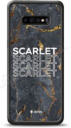Dafoni Glossy Samsung Galaxy S10 Kişiye Özel İsimli Simli Siyah Mermer Kılıf - Dafoni