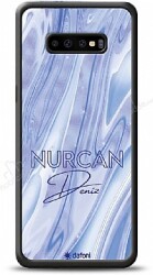 Dafoni Glossy Samsung Galaxy S10 Kişiye Özel Simli Cornflower Mermer Kılıf - Dafoni