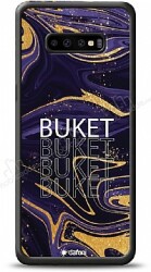 Dafoni Glossy Samsung Galaxy S10 Kişiye Özel Simli Mor Mermer Kılıf - Dafoni