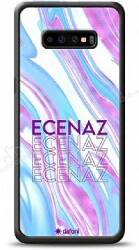 Dafoni Glossy Samsung Galaxy S10 Plus Kişiye Özel Simli Rainbow Mermer Kılıf - Dafoni