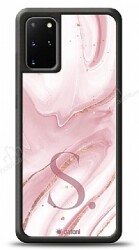 Dafoni Glossy Samsung Galaxy S20 Plus Kişiye Özel Harf Simli Pembe Mermer Kılıf - Dafoni