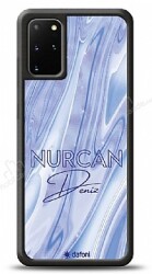 Dafoni Glossy Samsung Galaxy S20 Plus Kişiye Özel Simli Cornflower Mermer Kılıf - Dafoni