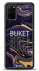 Dafoni Glossy Samsung Galaxy S20 Plus Kişiye Özel Simli Mor Mermer Kılıf - Dafoni