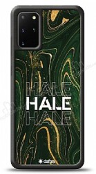 Dafoni Glossy Samsung Galaxy S20 Plus Kişiye Özel Simli Yeşil Mermer Kılıf - Dafoni