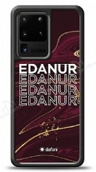 Dafoni Glossy Samsung Galaxy S20 Ultra Kişiye Özel İsimli Simli Bordo Mermer Desenli Kılıf - Dafoni