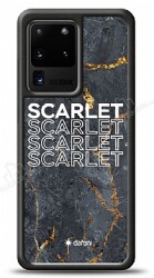 Dafoni Glossy Samsung Galaxy S20 Ultra Kişiye Özel İsimli Simli Siyah Mermer Kılıf - Dafoni
