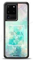 Dafoni Glossy Samsung Galaxy S20 Ultra Kişiye Özel Simli Renkli Mermer Kılıf - Dafoni