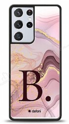 Dafoni Glossy Samsung Galaxy S21 Ultra Kişiye Özel Harf Purple Effect Kılıf - Dafoni