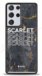 Dafoni Glossy Samsung Galaxy S21 Ultra Kişiye Özel İsimli Simli Siyah Mermer Kılıf - Dafoni