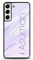 Dafoni Glossy Samsung Galaxy S22 5G Kişiye Özel İsimli Simli Mor Mermer Kılıf - Dafoni
