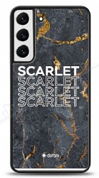 Dafoni Glossy Samsung Galaxy S22 5G Kişiye Özel İsimli Simli Siyah Mermer Kılıf - Dafoni