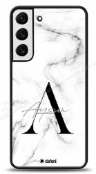 Dafoni Glossy Samsung Galaxy S22 Plus 5G Kişiye Özel Harf İsimli White Marble Kılıf - Dafoni