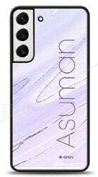 Dafoni Glossy Samsung Galaxy S22 Plus 5G Kişiye Özel İsimli Simli Mor Mermer Kılıf - Dafoni