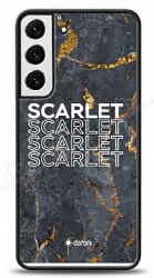 Dafoni Glossy Samsung Galaxy S22 Plus 5G Kişiye Özel İsimli Simli Siyah Mermer Kılıf - Dafoni