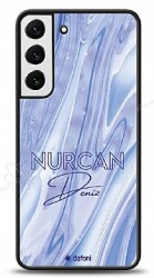Dafoni Glossy Samsung Galaxy S22 Plus 5G Kişiye Özel Simli Cornflower Mermer Kılıf - Dafoni