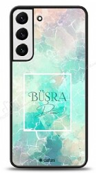 Dafoni Glossy Samsung Galaxy S22 Plus 5G Kişiye Özel Simli Renkli Mermer Kılıf - Dafoni