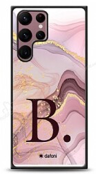 Dafoni Glossy Samsung Galaxy S22 Ultra 5G Kişiye Özel Harf Purple Effect Kılıf - Dafoni