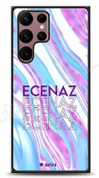 Dafoni Glossy Samsung Galaxy S22 Ultra 5G Kişiye Özel Simli Rainbow Mermer Kılıf - Dafoni