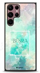 Dafoni Glossy Samsung Galaxy S22 Ultra 5G Kişiye Özel Simli Renkli Mermer Kılıf - Dafoni