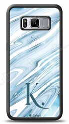 Dafoni Glossy Samsung Galaxy S8 Kişiye Özel Harf Simli Mavi Mermer Kılıf - Dafoni