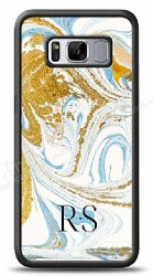 Dafoni Glossy Samsung Galaxy S8 Kişiye Özel Harfli Simli Gold Mermer Kılıf - Dafoni