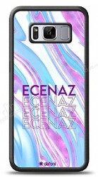 Dafoni Glossy Samsung Galaxy S8 Kişiye Özel Simli Rainbow Mermer Kılıf - Dafoni