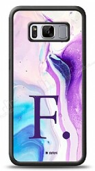 Dafoni Glossy Samsung Galaxy S8 Plus Kişiye Özel Harf Simli Pembe Mermer Desenli Kılıf - Dafoni