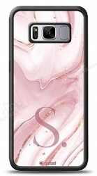 Dafoni Glossy Samsung Galaxy S8 Plus Kişiye Özel Harf Simli Pembe Mermer Kılıf - Dafoni