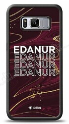 Dafoni Glossy Samsung Galaxy S8 Plus Kişiye Özel İsimli Simli Bordo Mermer Desenli Kılıf - Dafoni