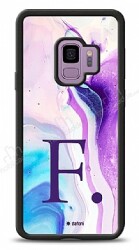 Dafoni Glossy Samsung Galaxy S9 Kişiye Özel Harf Simli Pembe Mermer Desenli Kılıf - Dafoni