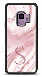 Dafoni Glossy Samsung Galaxy S9 Kişiye Özel Harf Simli Pembe Mermer Kılıf - Dafoni