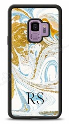 Dafoni Glossy Samsung Galaxy S9 Kişiye Özel Harfli Simli Gold Mermer Kılıf - Dafoni