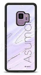 Dafoni Glossy Samsung Galaxy S9 Kişiye Özel İsimli Simli Mor Mermer Kılıf - Dafoni