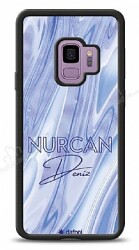 Dafoni Glossy Samsung Galaxy S9 Kişiye Özel Simli Cornflower Mermer Kılıf - Dafoni