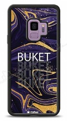 Dafoni Glossy Samsung Galaxy S9 Kişiye Özel Simli Mor Mermer Kılıf - Dafoni